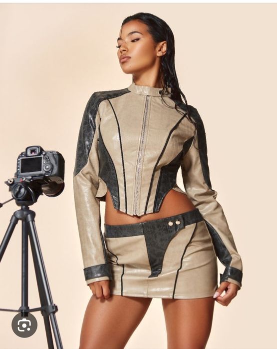 Куртка экокожа кожанка лёгкая короткая байкерский стиль put lable косу