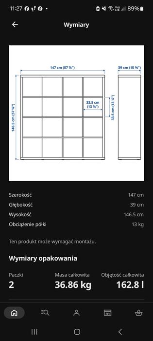 Regał Kalax IKEA 147 x 146.5 cm biały