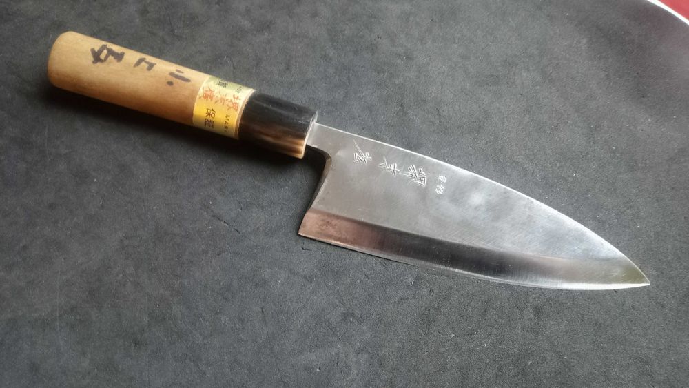 Nóż japoński 堺末廣 Sakai Suehiro deba stal weglowa