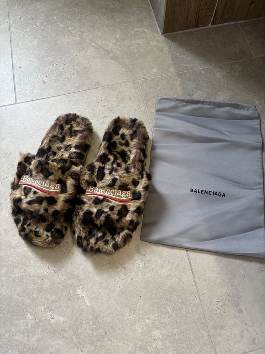 (43-44)Balenciaga fur slides klapki kapcie pantera (Ostatnie sztuki!)