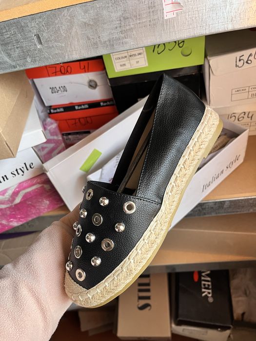 ЛІКВІДАЦІЯ СКЛАДУ! Жіночі чорні еспадрильї мокасини сліпони з екошкіри