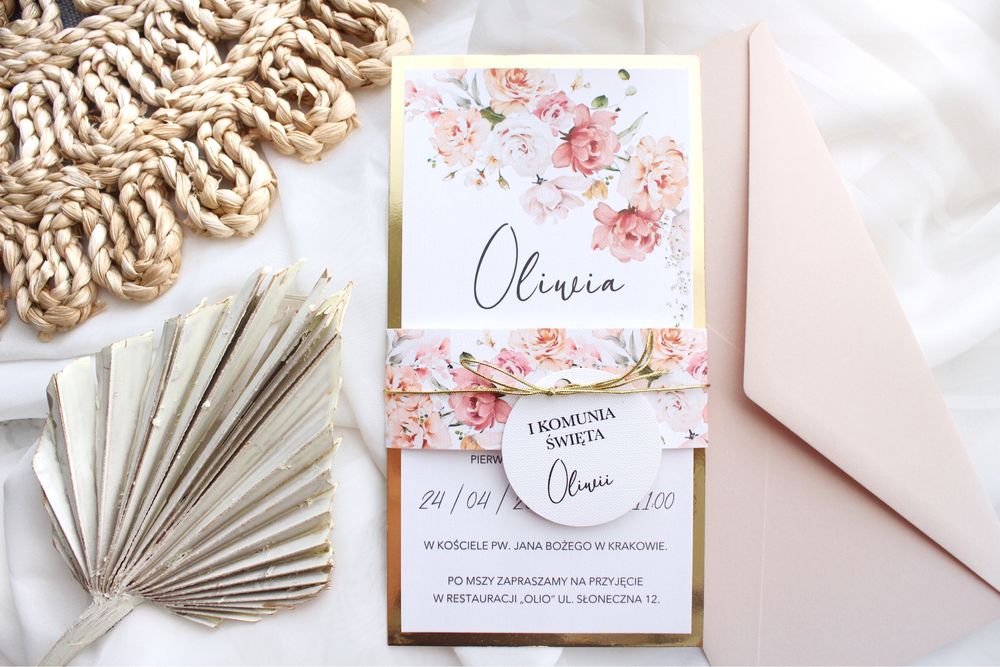 Zaproszenia na chrzest chrzciny komunię komunijne