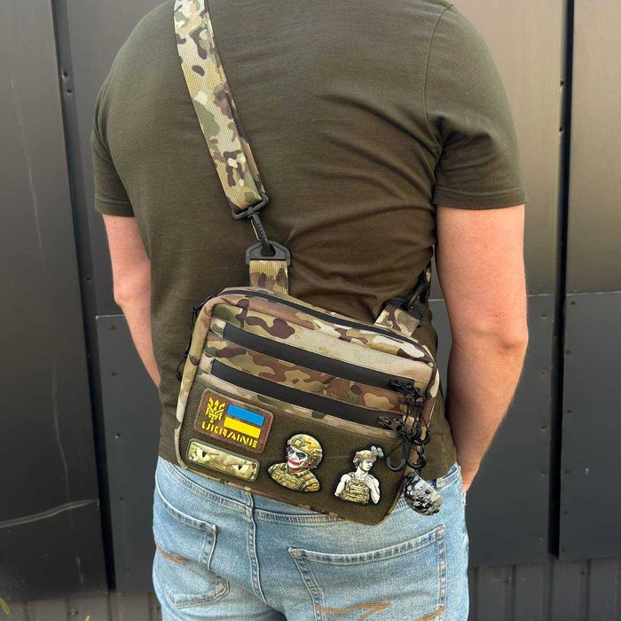 Тактическая сумка через плечо мужская / месенджер з панеллю велкро