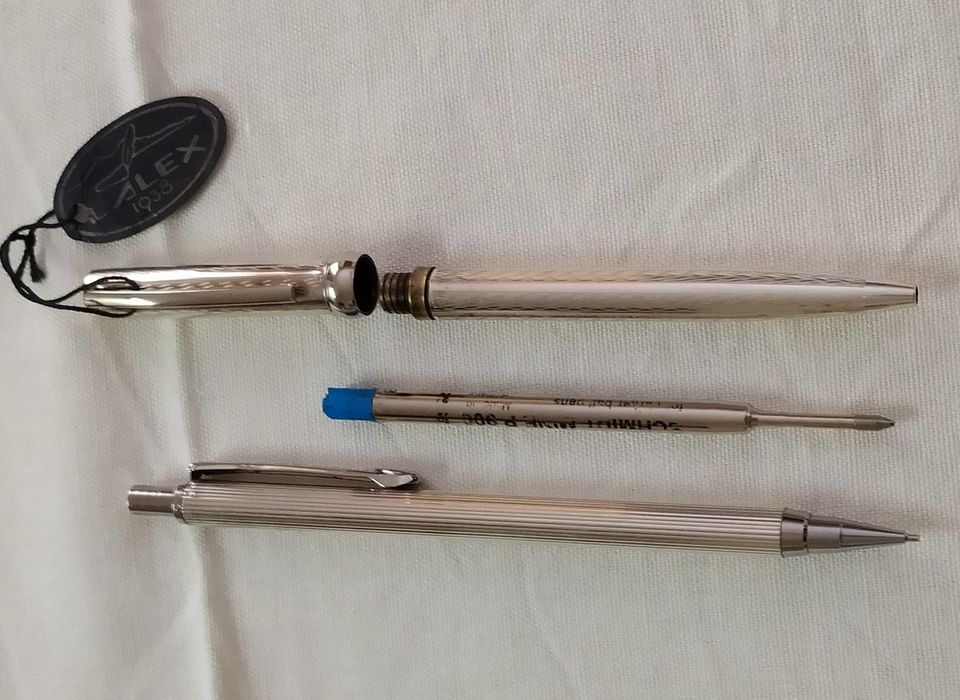 Conjunto de caneta e lapiseira em prata Lalex 1938