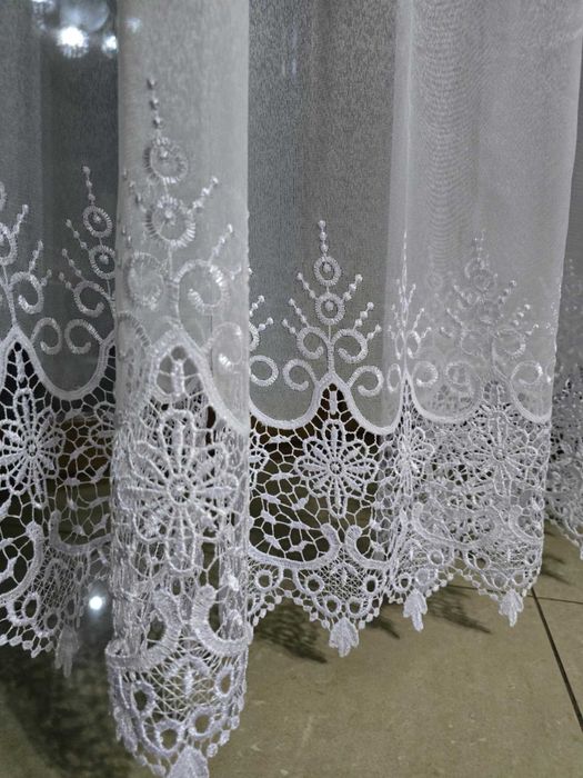 firanki z metra MARKIZETA biała+3 rz.GIPIURY,wys 280 cm PROMOCJA,OKAZJ