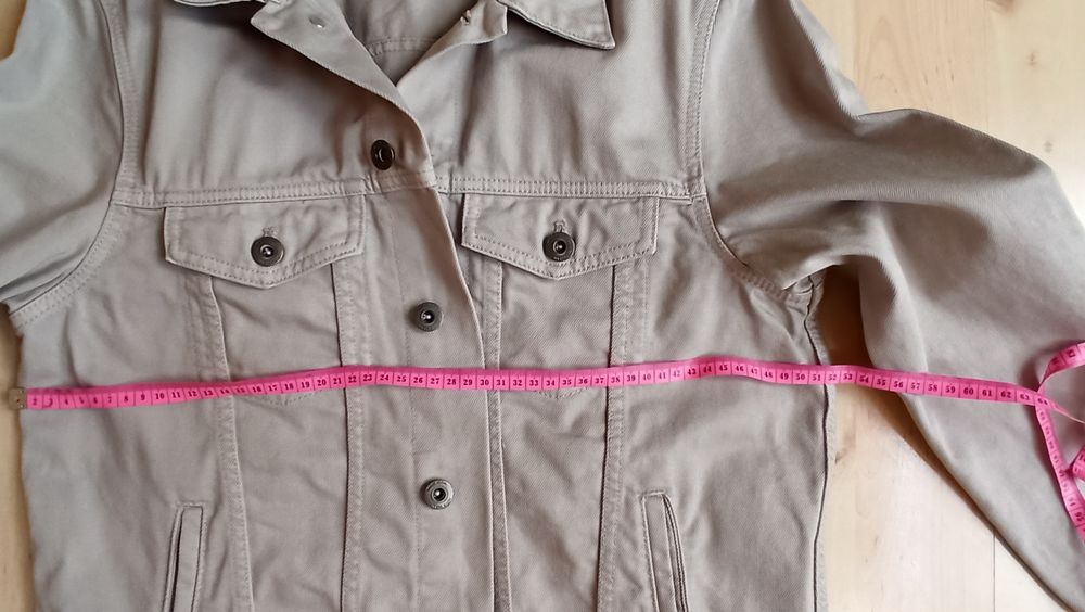 Kurtka jeansowa beżowa Mango M casual na guziki
