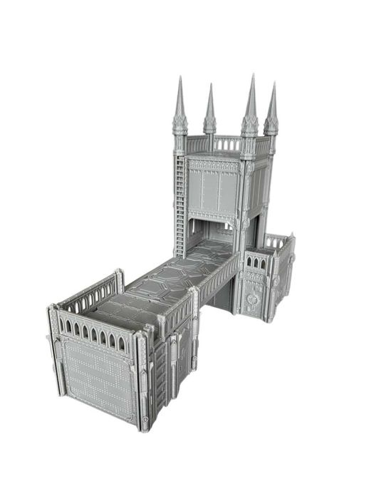 Baszta gotycka ze stróżówką, teren do gier bitewnych grimdark, druk 3D