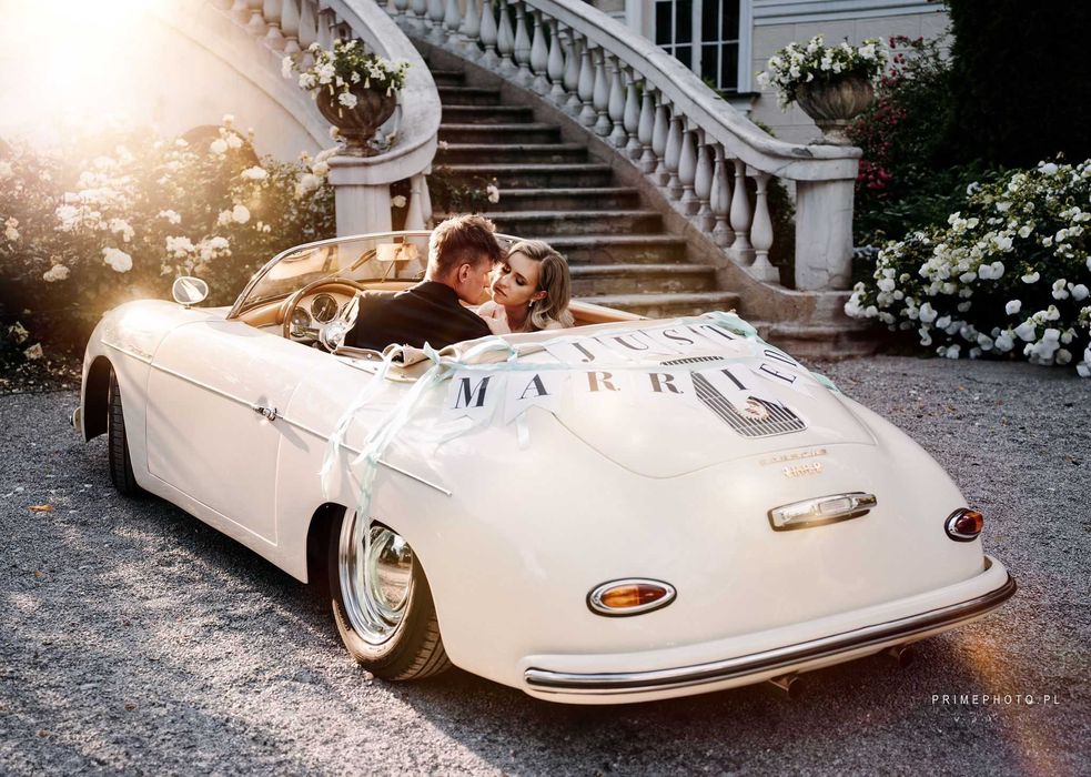 Porsche 356 do ślubu kabriolet cabrio auto reklama sesja  boho glamour