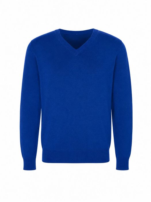 110 116 George niebieski sweter sweterek bawełniany v-neck chabrowy