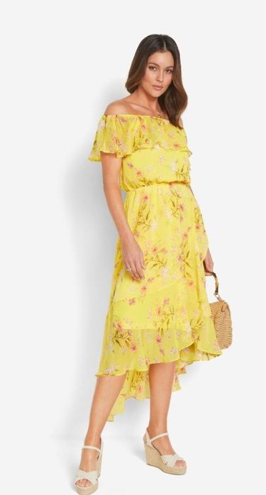 Wyprzedaż sukienka 42 44 carmen kwiaty wesele komunia elegancka lato