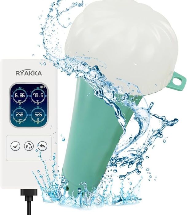 Розумний тестер води RYAKKA 4-в-1 для басейнів, ставків, pH/TDS/EC
