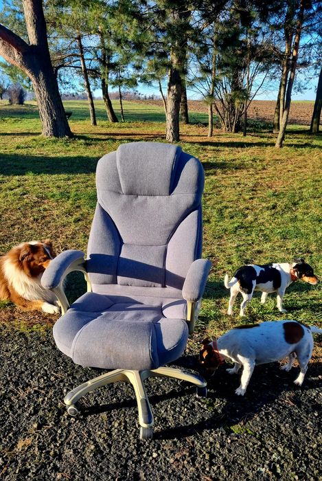 Fotel obrotowy DESMOND biurowy popiel tkanina WYGODNY