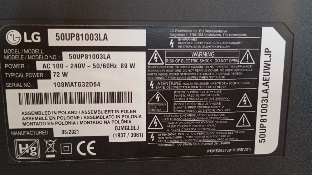 Telewizor LG 50cali, webos, 4k