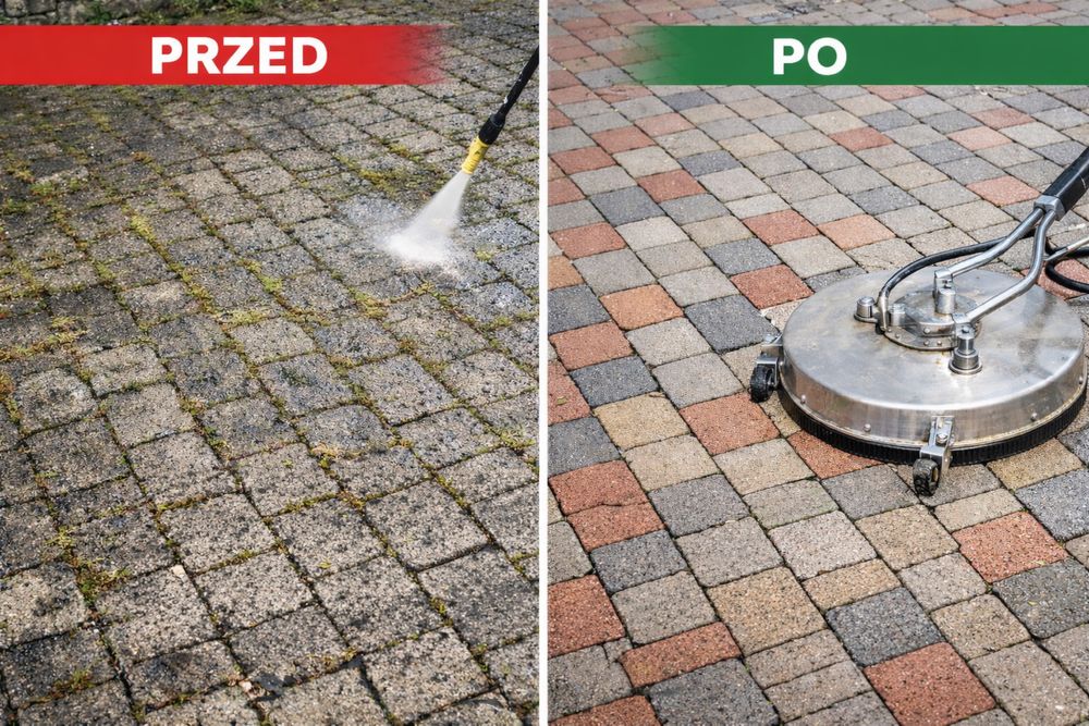 Profesjonalne czyszczenie kostki brukowej -tarasy ,podjazdy , chodniki