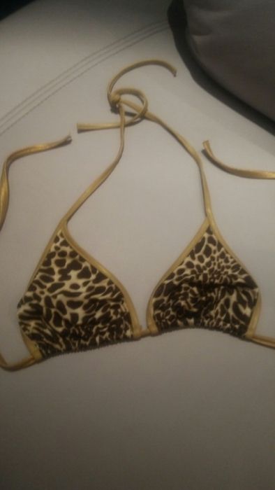 Kostium kąpielowy Calzedonia cobey bikini góra panterka złote troczki