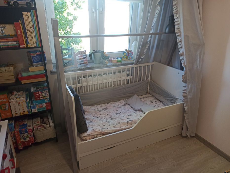 Łóżeczko niemowlęce 2w1 TIPI 140x70 sosna Z SZUFLADĄ