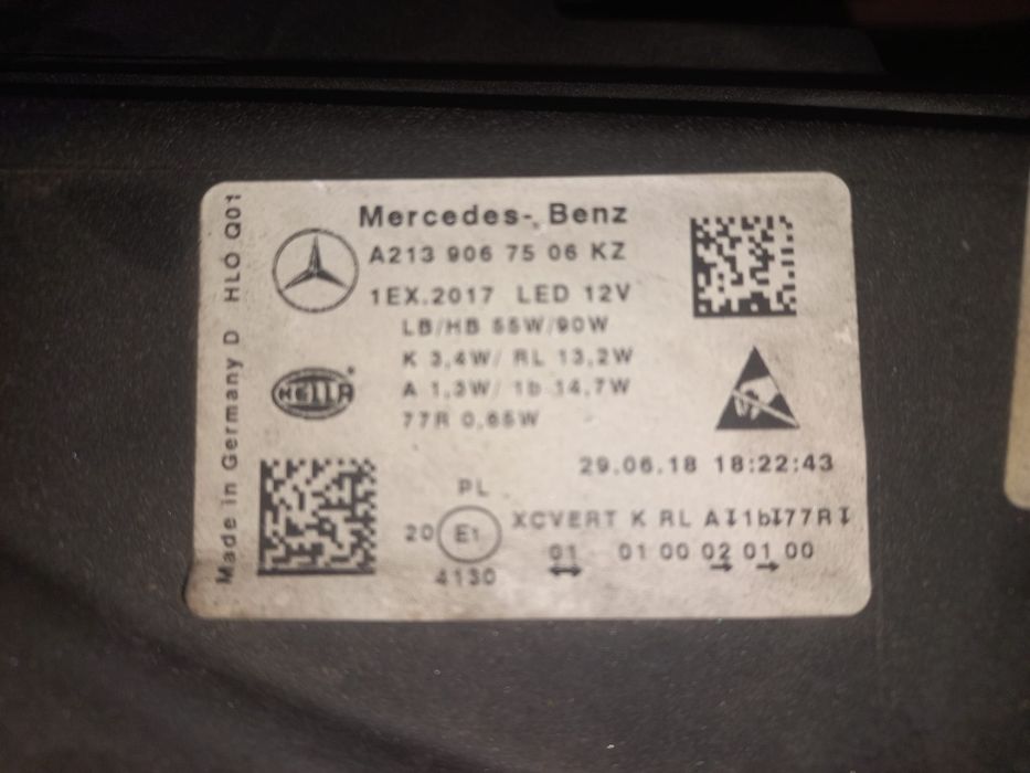 Mercedes w213 ótica Esq e para-choques f