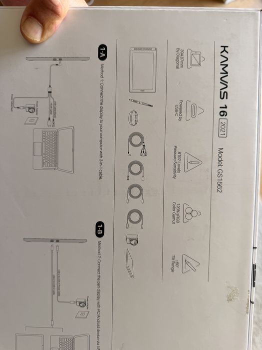 Huion Kamvas 16 2021 Tablet gráfico com ecrã, monitor de desenho totalmente laminado de 15,6 polegadas + luva