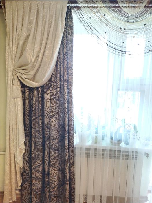 Штори для зали з декором (без тюлі)