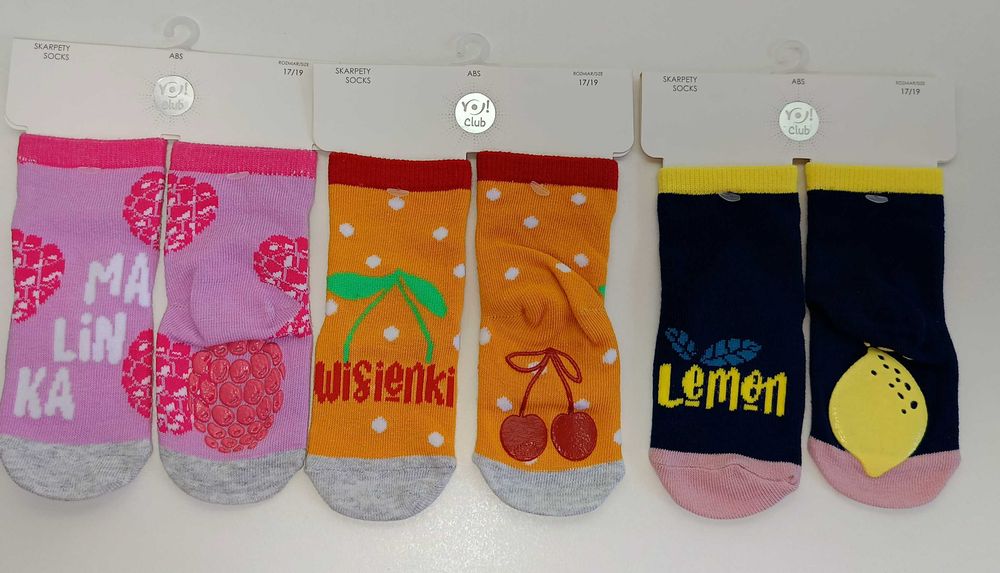 Skarpety dziew.ABS rozmiar 17-19  DŁUGOŚĆ STOPY: 10,5 - 11,7 CM 3 pary