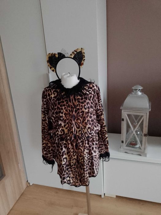 NOWY strój karnawałowy KOT KOTEK PANTERA +ogon przebranie 146/152 (3)