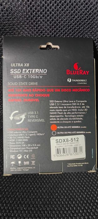 Disco SSD externo Blueray Ultra X8 SDX8-512 gb