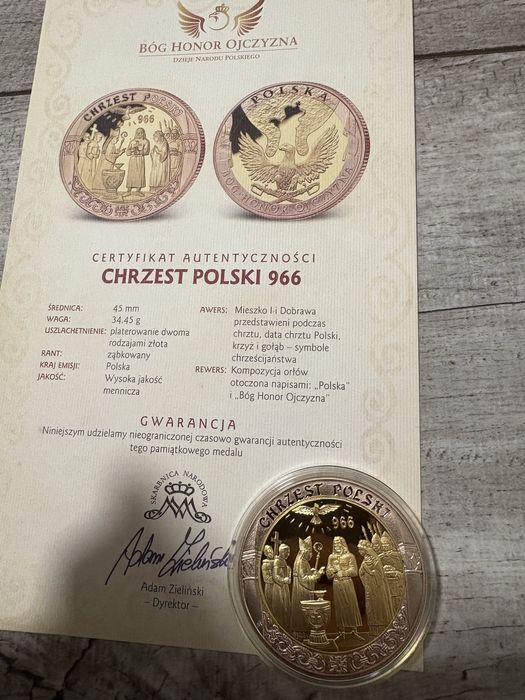Złoty medal chrzest polski