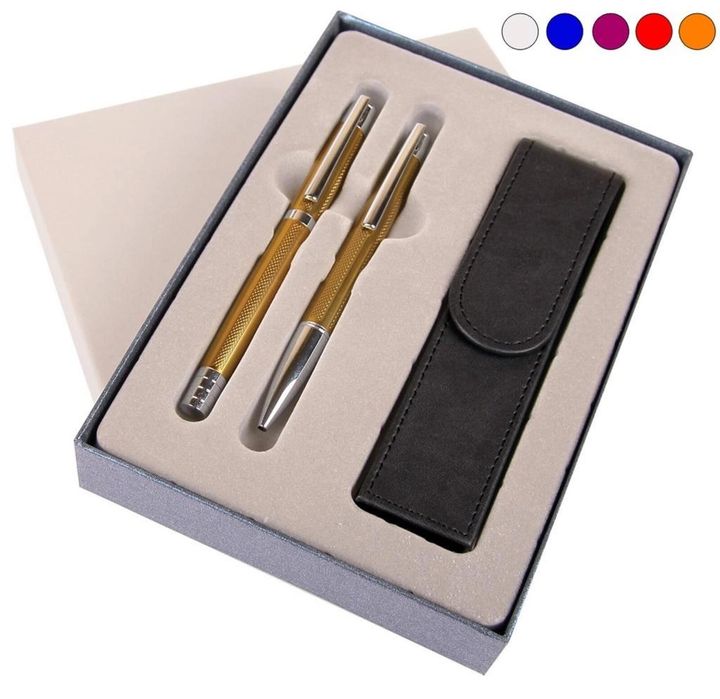 Pióro + długopis Elegant w etui mix Cresco pudełko,