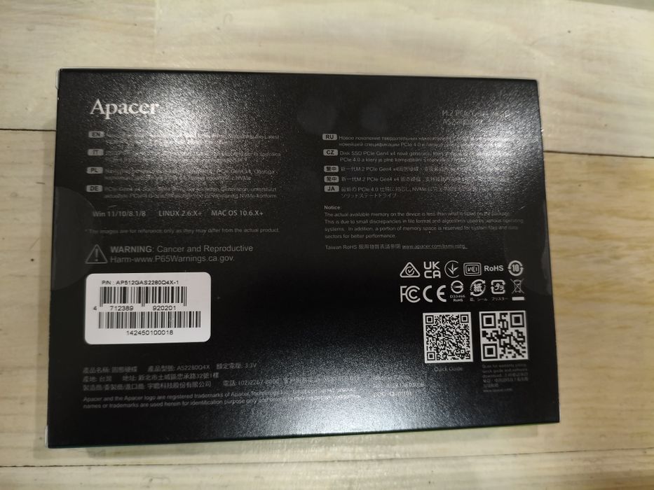 SSD Apacer M.2 NVMe Gen4 x4 на 512 Gb нова