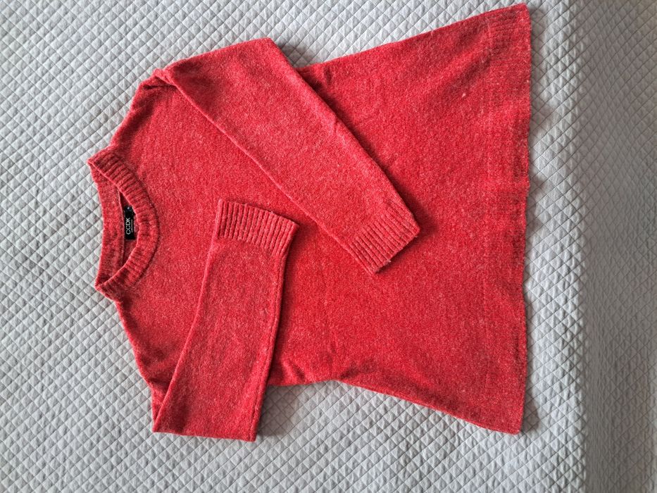 Sweter cienki damski malinowy czerwony luźny krój CCDK roz.XL