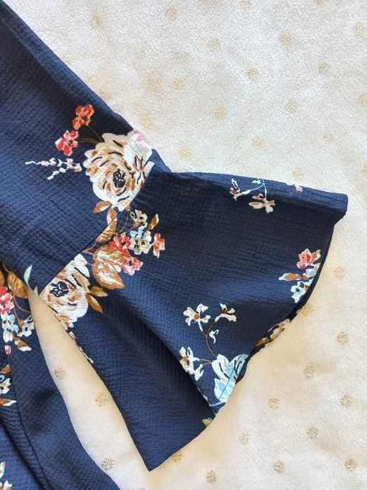 Camisa floral de manga abaloada 3/4 Shein