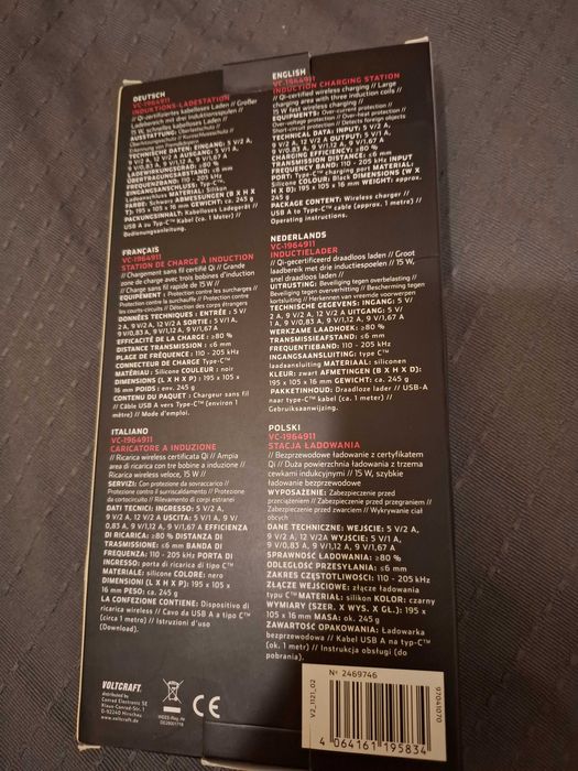 Ładowarka indukcyjna Voltcraft VC-196491 nowa