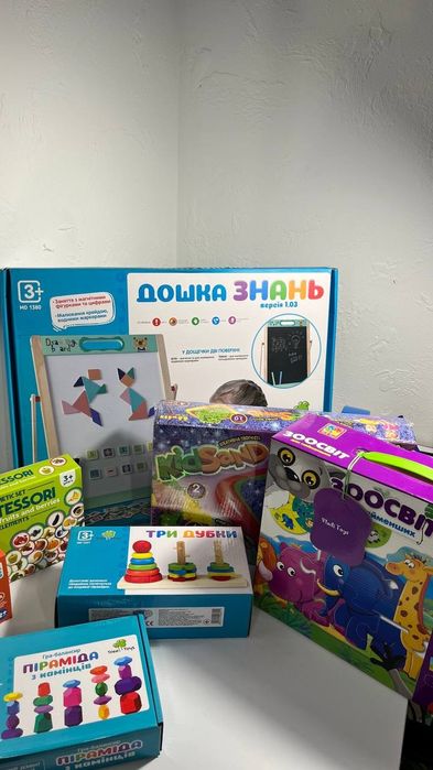 Лот розвиваючих іграшок для дітей 2–5 років | Montessori, пірамідки, і