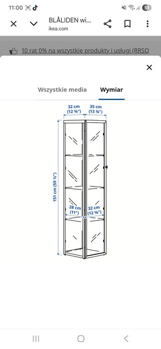 Witryna szklana gablota szklana Ikea