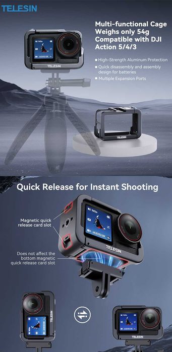 Etui ochronne do DJI OSMO Action 3 4 5 Pro ze stopu aluminium TELESIN