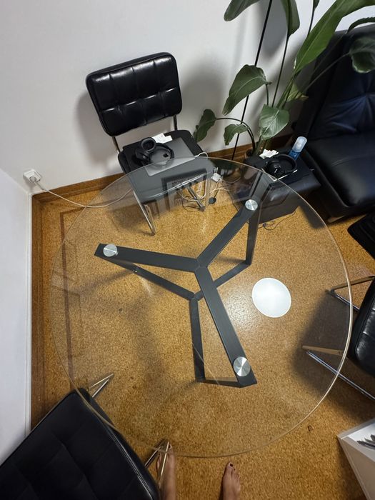 Mesa vidro e ferro preto - Beliani