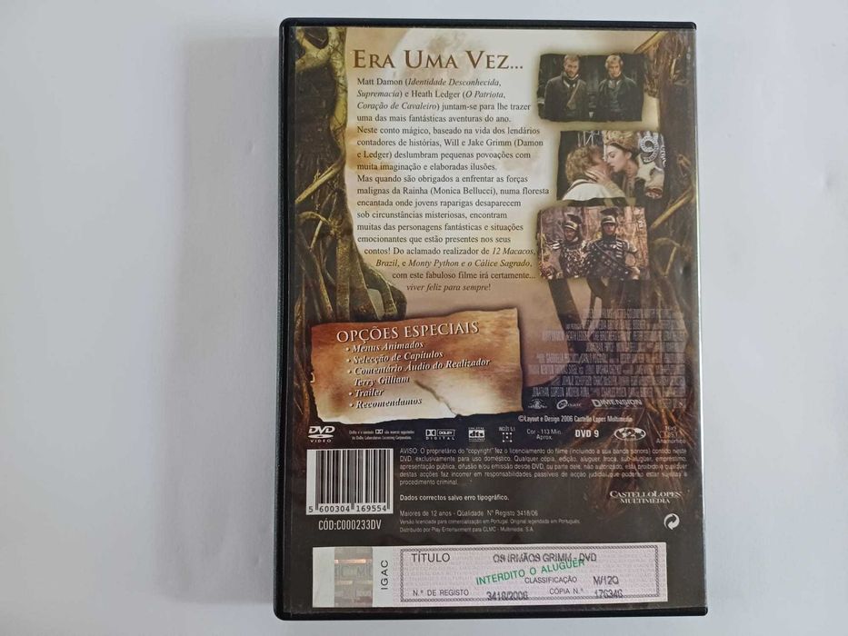 DVD - Os Irmãos Grimm, com Matt Damon, Heath Ledger, Monica Bellucci