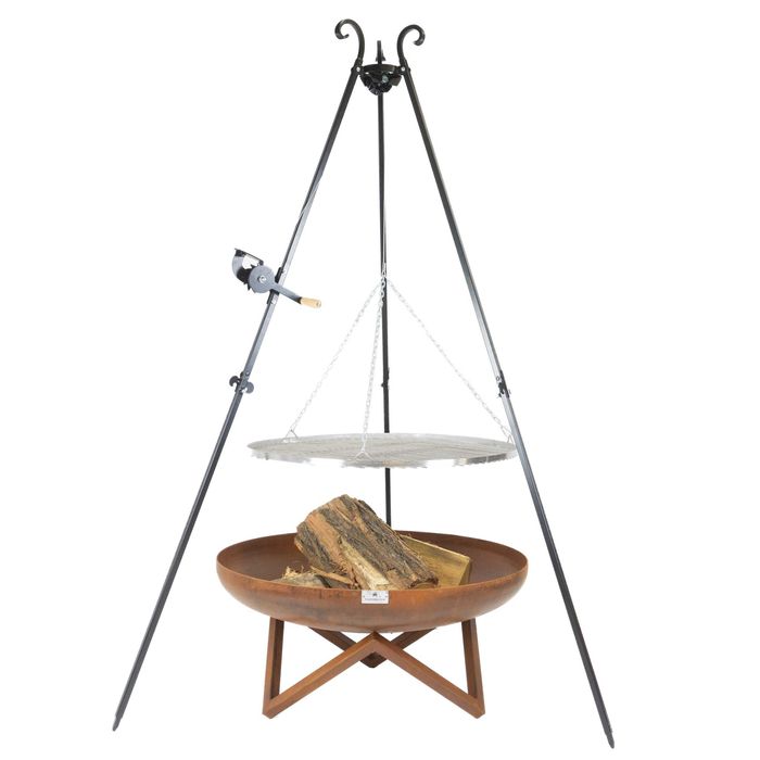 Palenisko Trójnóg Zestaw Grill 80 cm z Rusztem Ognisko Kijki 10 sztuk!