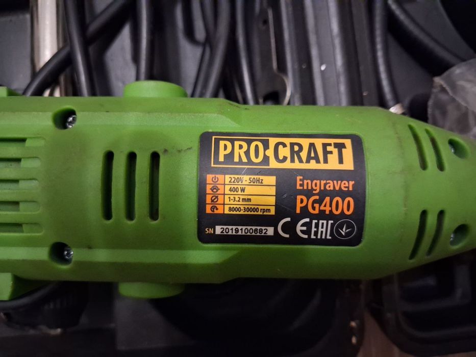 Гравер PROCRAFT PG400, 400 Вт, кейс + гибкий вал + насадки - рабочий