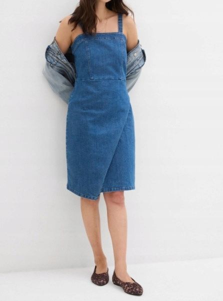 B.P.C sukienka jeansowa na ramiączka z założeniem kopertowym r.40