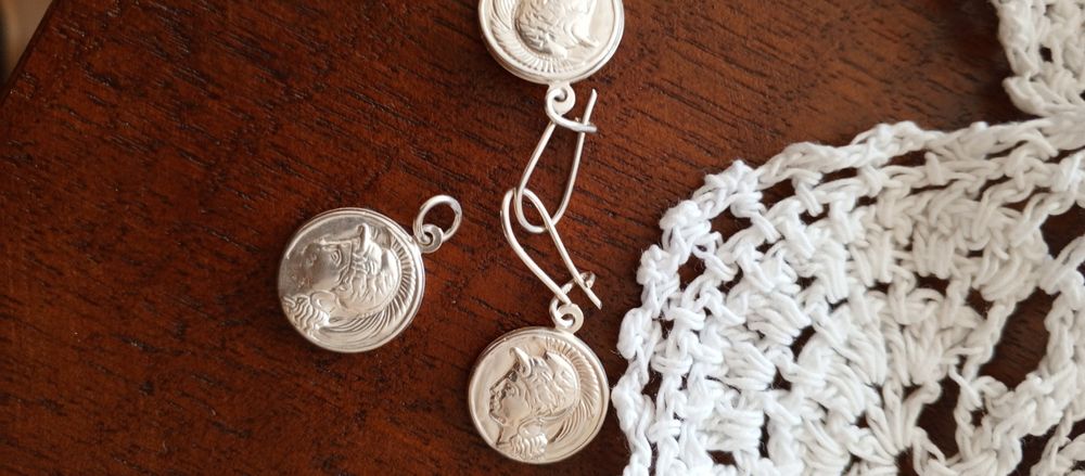 Kolczyki, zawieszka srebrna 925