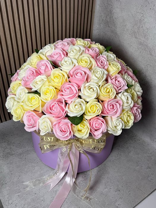 Букет из мыльных роз, 51 роза, 51 мильна троянда, мильні букети