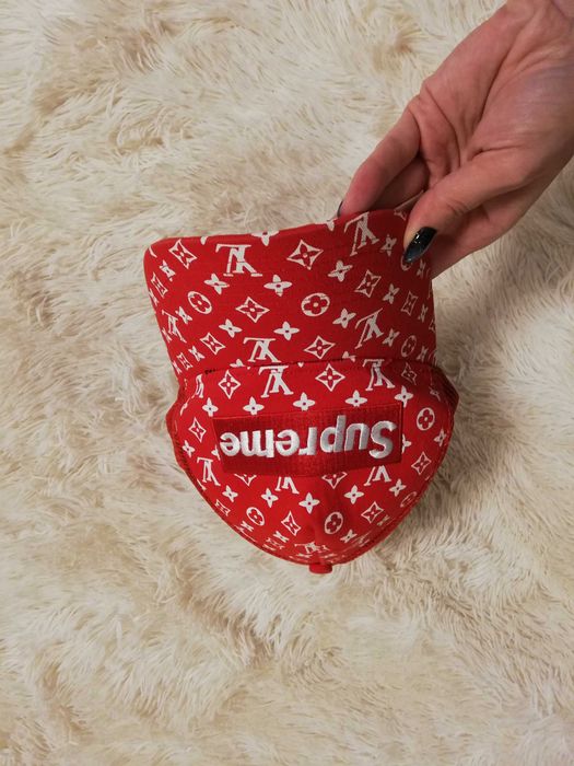czapka supreme czerwona czapka z daszkiem supreme LV