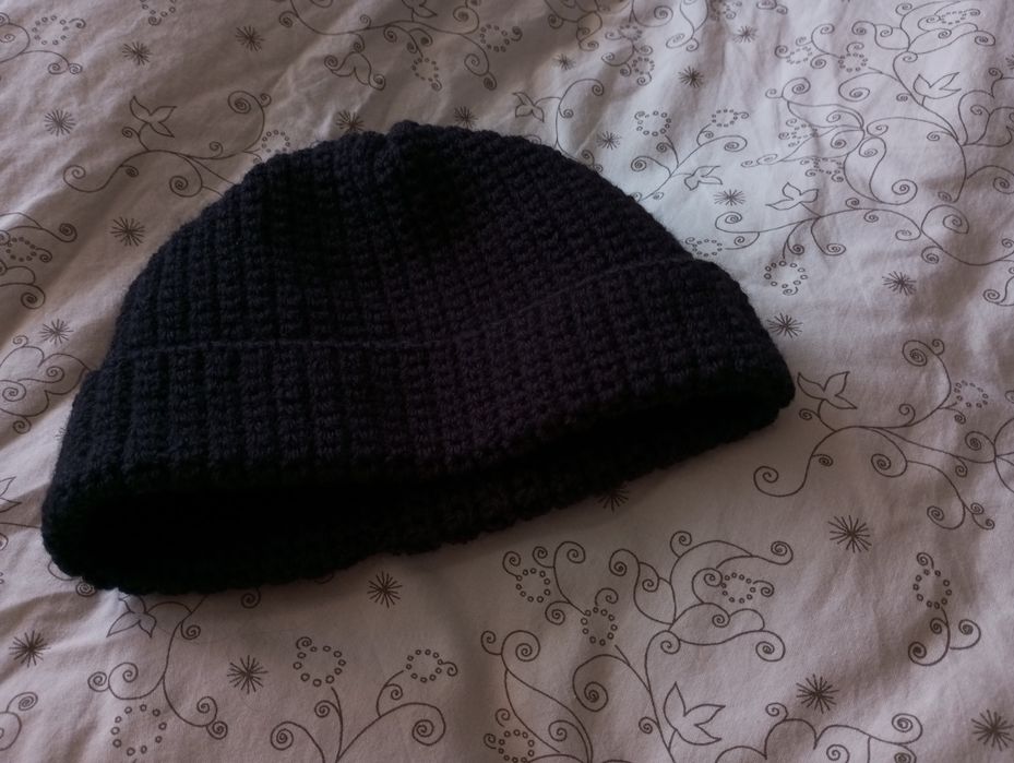 Czapka jesień zima prążki handmade na szydełku