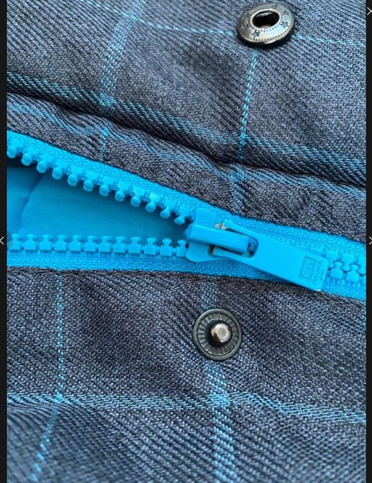 Cropp - Męska kurtka zimowa - rozm S szara w kratę na zimę z kapturem