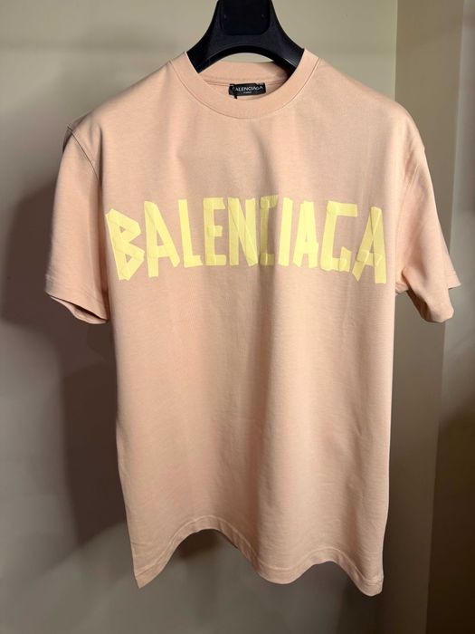 Balenciaga Tape Tshirt -biały i beżowy