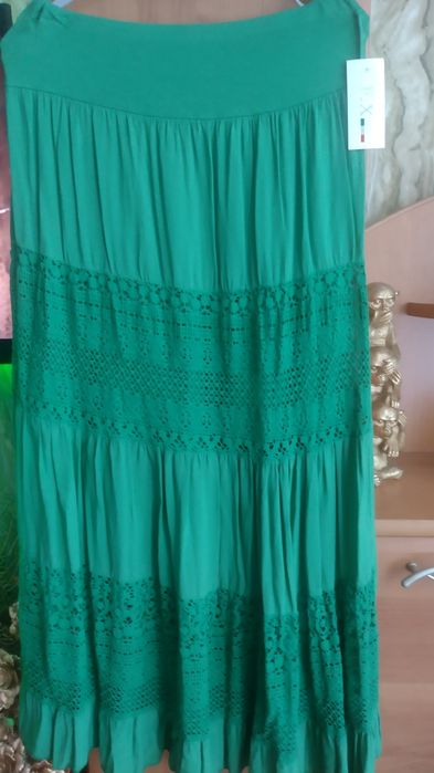 Spódnica z falban zielona