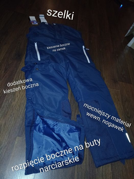 Nowe Spodnie narciarskie 128 cm 8 lat smyk ogrodniczki granatowe