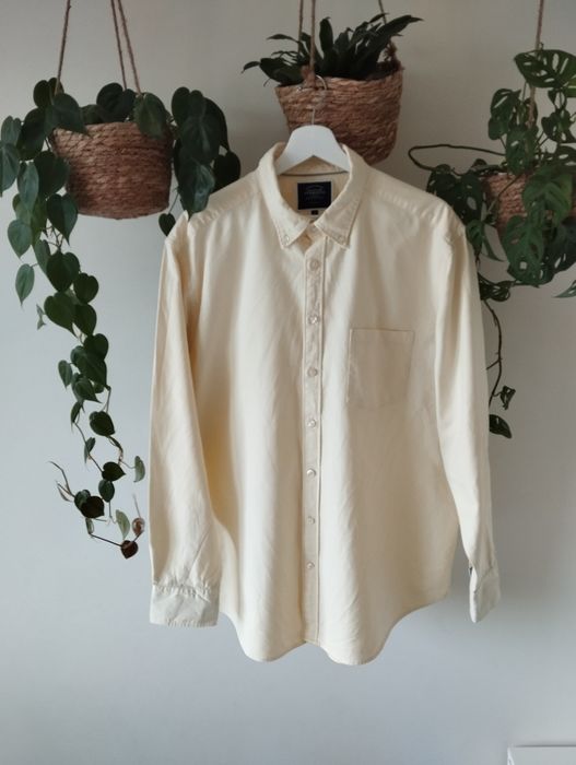Męska koszula bawełniana, żółta, maślana, wiosenna, premium  r.XL Char
