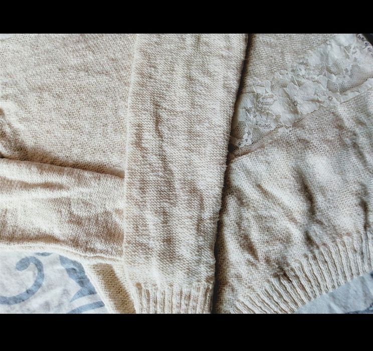 100% BAWEŁNA! sweter sweterek Jessica C&A. Wstawki koronkowe. Na S, xs